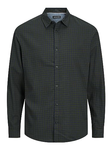 Jack & Jones Herren Jjegingham Twill Shirt L/S Ps Noos Hemd, Forest Night/Checks:/Mini Gingham, 4XL Große Größen EU