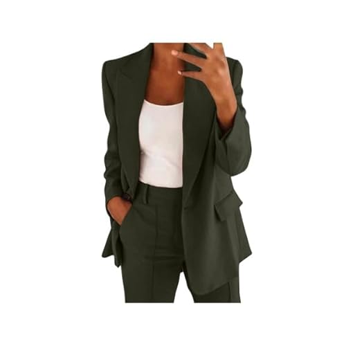 lagerverkauf restposten Hosenanzug Damen Elegant Business Anzug Set 2-teilig Slim fit Blazer Hose Outfit Mode Revers Longblazer Lang Hosen Casual Sportlich Freizeitanzug Tracksuit