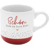 GRUSS & CO Espressotasse mit Motiv "Schön" | Tasse aus Steinzeug, 10 cl, mit Geschenk-Banderole, rot | Geschenk Freunde, Geburtstag | 73939