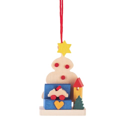 Rudolphs Schatzkiste Christbaumschmuck Christbaum mit Spielzeugkiste bunt BxHxT 3,6x5,7x2cm NEU Baumbehang Weihnachtsbaumschmuck Spielwarenkiste Christbaumschmuck Weihnachtsbaumschmuck Holzbaum