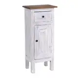DESIGN DELIGHTS Holz FLURSCHRANK Plant 80" | 80x36x25cm (HxBxT), Mahagoni Recyclingholz | Shabby Chic Telefontisch | Farbe: 05 weiß-Natur