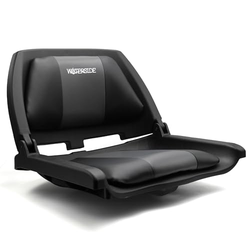 Waterside Captain Deluxe Allwetter Bootssitz mit Polster - Klappbarer, Ergonomischer Boat Seat für Langlebigen Komfort (schwarz/grau)