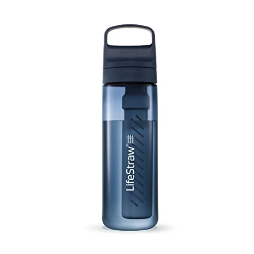 LifeStraw Go Serie - BPA-freie Trinkflasche mit Wasserfilter 650ml für Reisen und den täglichen Gebrauch - entfernt Bakterien, Parasiten, Mikroplastik und verbessert den Geschmack, Aegean Sea (blau)