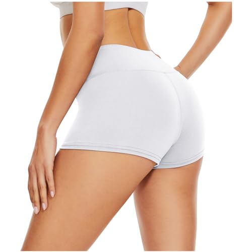 DDOBB Radlerhose Damen Kurz Shorts Unter Kleid High Waist Sportshorts Bauchweg Unterhosen Hotpants Blickdichte Sporthose Boxershorts Gym Leggings(Weiß, S-M)