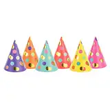 PartyDeco Hütchen Dots Mix 16cm 6 Stk. Geburtstagsfeier Geburtstagshüte Happy Birthday Party Dekoration