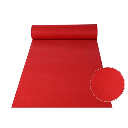 uyoyous Roter VIP-Teppich Hochzeitsteppich 10M Eventteppich Messeteppich 2mm Dicke Empfangsteppich Rot Party Hochzeits Lang Teppich Flur Gangläufer 10 x 1 M (L x B)