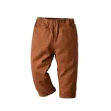 MSemis Kleinkind Baby Jungen Lässige Lange Hose Laternenhosen Baumwolle Freizeithose Sporthose Einfarbig Chino Hosen Braun 98-104