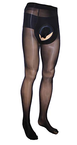 Mona's Choice Oil Shine Herren-Strumpfhose/Ölglanz-Herrenstrumpfhose, Schwarz, Large-X-Large