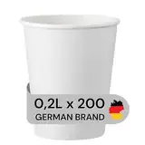 LogiPack GeRo 200 Stück Kaffeebecher weiß 8oz 200ml | hitzebeständiger Pappbecher beschichtet | Heißgetränkebecher | Kaltgetränkebecher