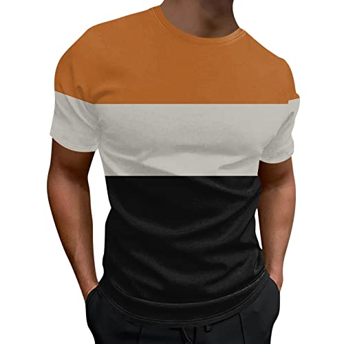 Hehiy Herren T-Shirt Kurzarm Shirt mit Streifen und Rundhalsausschnitt Herren Tshirt Schwarz XXL Elasthan Herren Tshirts Schwarz