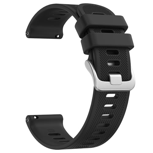 Vancle 20mm Uhrenarmband Damen Herren, Neues Wasserdichtes Twill Silikon Smartwatch Armband 20mm Smartwatch Zubehör Atmungsaktives Ersatzarmbänder für Frauen Männer (Schwarz)