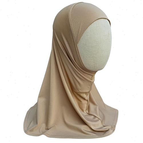 Yaqeen Kinder Mädchen Kopftuch Hijab, Sport Hijab, Amira Kopfbedeckung 6-12 Jahren, Einheitsgröße, beige