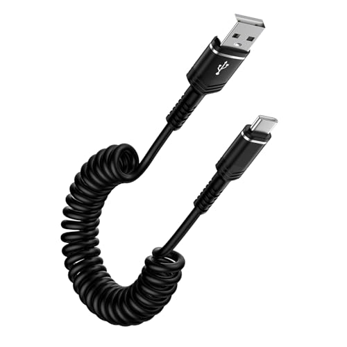 USB C Spiralkabel,【0.4M-1.8M】USB auf USB C Kabel Schnellladekabel Android Auto USBC Ladekabel Typ C Datenkabel für Samsung Galaxy S24 Ultra S23 S22 S21 S20 A15 A55 A54 A53 A35 A34 A25 A14,iPhone 16 15