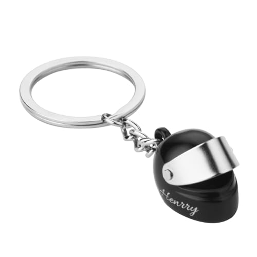 NGTSFLY Personalisiert Motorradhelm Schlüsselanhänger, Motorradhelm Schlüsselanhänger Geschenk mit Gravur Geschenk zum Valentinstag (schwarz)