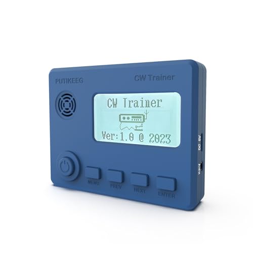 Mini CW Trainer Morse Code Trainer mit Display, Moore Simo Wales Code Kurzwellenradio Telegraphenschlüssel Autoschlüssel Lernen CW Radio für Telegraphen Praxis mit Ladekabel (Blue)