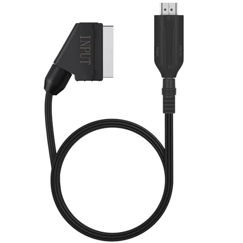 CAVN Scart auf HDMI Konverter, Neuer All-in-One mit SCART-Eingangskabel & HDMI-Ausgangsanschluss HD 1080P Video Audio Adapter, für HDTV STB VHS Xbox PS3 Sky DVD Blu-Ray, 1m Kabel