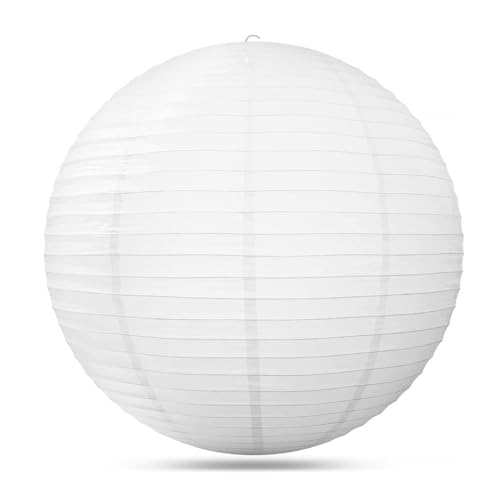 5 Stücke 30cm Weiß Laternen Papier, Papierlaterne Laterne Deko Feier Classic Bamboo Style Gerippter Lampions Papierlampen rund Lampenschirm for Hochtzeit Party Geburtstag Garten Dekoration- 5PCS 12''