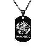 Flongo SOS Halskette mit Medizinischer Logo-Anhänger Gravur auf der Rückseite Soforthilfe Krankenwagen Informationen Dog Tag Medizinische Halskette Herren Halskette medizinische Warnmeldungen