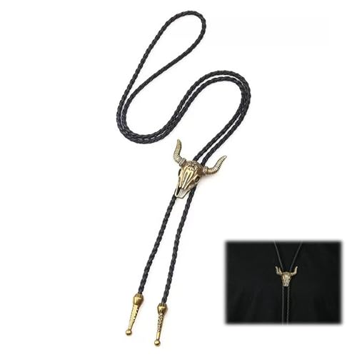 Bolo-Krawatte Leder Bolo Tie,Cowboy Outfit Herren Chain,Vintage Cowboy Kuhschädel,Cowboy Kostüm Herren,Western Deko Halskette Lariat Halskette,Cowboy Hemd Herren,Cowboy Kostüm Zubehör,Cowboy Hemd