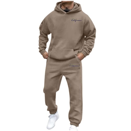 Jogginganzug Herren, Jogginganzug Herren Warm Gefüttert Trainingsanzug 3D Logo Dick Sportanzug Einfarbig Hoodie Y2K Hip Hop mit Taschen Hausanzug Klassisch JogginganzugEinfachheit Tracksuit Set