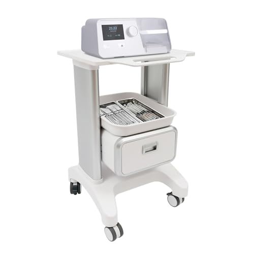 Rollwagen für medizinische Geräte, Laborwagen Medizinwagen mit Schublade und oberer Ablage, 100 kg Tragkraft,Servierwagen Medizinischer Wagen für Labor, Klinik, Krankenhaus, Salon