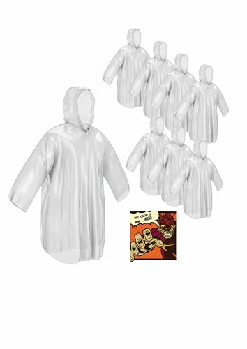 skapandi 8x Einweg Regenponcho mit Kapuze | Regencape | Regenjacke | Regenbekleidung | transparent & wasserdicht für Erwachsene und Kinder | Edition PopArt | Comic