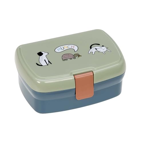 LÄSSIG Kinder Lunchbox Brotdose mit herausnehmbarer Unterteilung, BPA-frei/Happy Prints, Blau