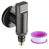 Wasserhahn Waschmaschine WISIRENT, 1/2 und 3/4 Schwarz Eckventil Waschmaschine Wandmontage Waschmaschinenhahn, Waschmaschinenanschluss Der Waschmaschine Wasserstopp für Wasserhahn Ventil
