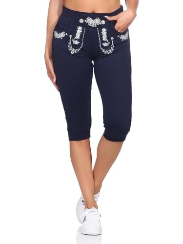 Hailys Damen Trachten Capri Sweathose Knielang Be44tti Oktoberfest YU-2209999Madl Navy Marl M