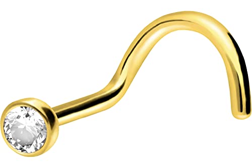 PIERCINGLINE Nasenpiercing aus Chirurgenstahl mit Kristalldisc in Goldfarben/Kristallklar