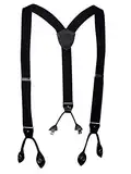 LLOYD 05 120 Hosenträger Leder Rückenteil und Roll-Clips, Schwarz, 35mm