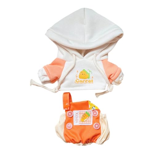 niannyyhouse 20 cm große Plüschpuppenkleidung mit Fruchtmuster Hoodies Overalls 20,3 cm weiche Stoffpuppe Dressup (Orange)