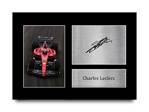 HWC Trading A4 Charles Leclerc Formula 1 Geschenke Gedrucktes Signiertes Autogramm Foto für Fromula 1 und Motorrennen Fans