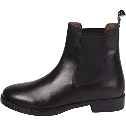 Lazura - Jodhpur Reitstiefelette Basic Plus | Kinder, Herren & Damen Stiefeletten mit Elastikeinsatz & Pull-On | schwarze Chelsea Boots aus Leder | Reitschuhe in Größe 45