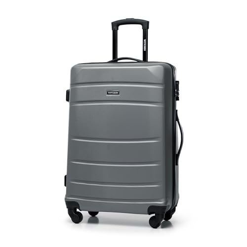 WITTCHEN Mittlerer Koffer Trolley Koffer Reisekoffer aus ABS Hartschalen Trolley 4 Rollen Kombinationsschloss Grau 56-3A-652-01