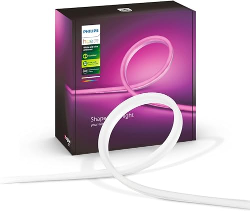 Philips Hue White & Color Ambiance Outdoor Lightstrip (2 m), dimmbarer LED Streifen für das Hue Lichtsystem mit 16 Mio. Farben, smarte Lichtsteuerung über Sprache oder App