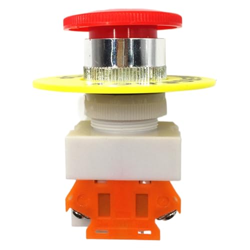 Stopp-Drucktaster – Roter Sicherheits-Pilzkopf-Not-Aus-Schalter, selbstverriegelnde Steuerung | Drucktaster für Automatisierungssysteme, CNC-Bedienfelder, Industriemaschinen, Sicherheitsverriegelung,