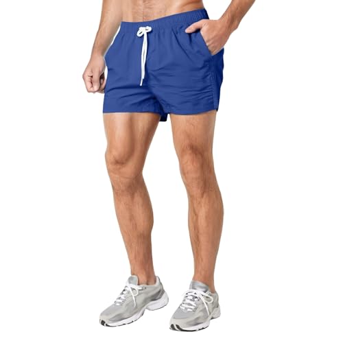 Lange Shorts Herren Laufhose Dünn Polyester Skateboard Gym Übung Dreiviertelhose Klein(BU3,M)