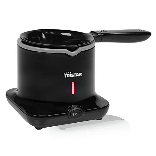 Tristar Schokoladen Fondue und Gummibärchen-Maschine, für 4 Personen, inklusive 6 Fonduegabeln und 2 Silikon-Bonbonformen für Süßigkeiten, 70 W, schwarz, CF-1606