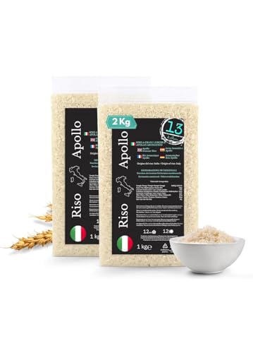 Apollo-Reis 2 kg – italienische Alternative zu Basmati-Reis – glutenfrei, aus italienischer Landwirtschaft, duftend und vielseitig – ideal für Fisch-, Fleisch- und Gemüsegerichte