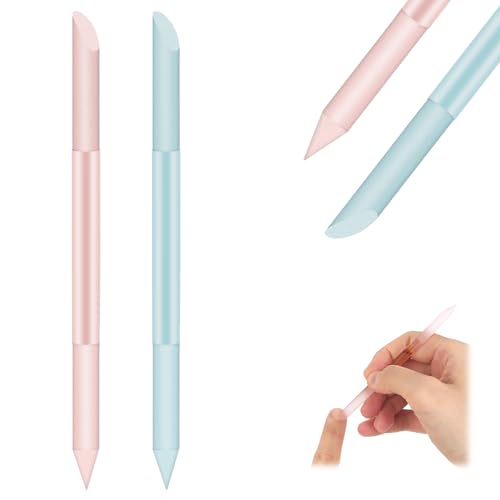 Giantree Nagelhautschieber Manikürestäbchen, 2 Stück Glas Doppelseitiger Nagelhauttrimmer Professionelle Präzisionsfeile Hautschieber Nagelhautentferner Maniküre Stick(blau+rosa)