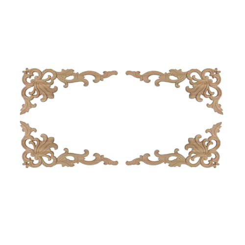 4 Stück Holzornamente für Möbel Vintage, Ornament Schnitzerei Holz,Houten ornament, Wird auf Hotels, Konferenzräume und Innenmöbel Angewendet