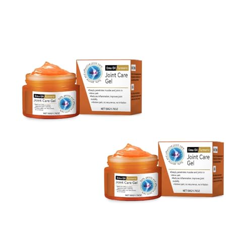 Kurkuma & Emu Öl Arthritis beruhigende Schmerzlinderung Massage Gel, Emu Oil Turmeric Joint Gel, Fortgeschrittene Gelenk und Knochenbehandlung Creme, Für Rücken, Nacken, Hände, Knie (2)