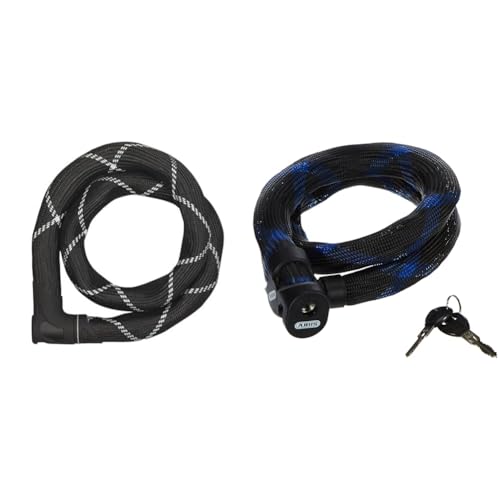 ABUS Kettenschloss Iven Chain 8210 – Fahrradschloss aus gehärtetem Stahl & Ivera Steel-O-Flex 7200/110, AB55138 Unisex, Nero, 110 cm, Schwarz