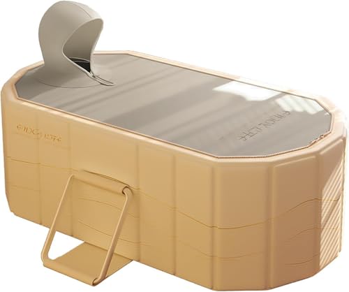 Simcat Faltbare Badewanne für Erwachsene [150cm – 2in1 Eisbad & Warmwasser] – Tragbare Freistehende Badewanne mit Deckel, Ideal für Heim-SPA, Outdoor & Familien – Extra Groß (150x55x50cm, Gelb)