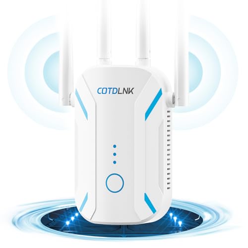 COTDLNK 2025 WLAN Verstärker für zu Hause WLAN Repeater WiFi Booster 1200Mbit/s WiFi Internet Verstärker mit Ethernet-Anschluss Dualband 2,4 GHz und 5 GHz, EU-Stecker