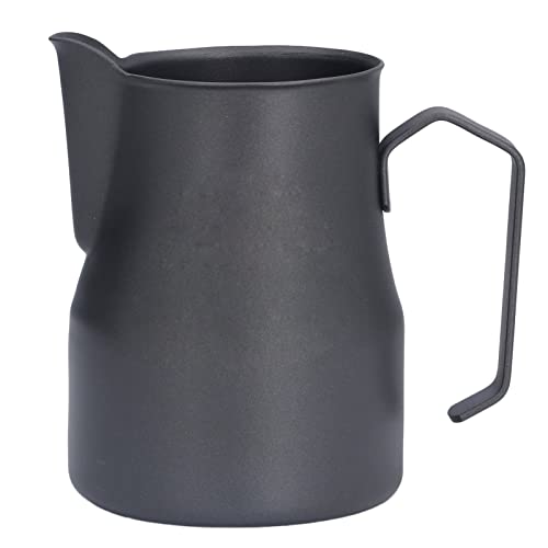 ZPSHYD Milchaufschäumer aus Edelstahl, 550 ml, Totenkopf-Muster, Milchaufschäumer mit Olecranon-Auslass, schwarzer Kaffeekrug