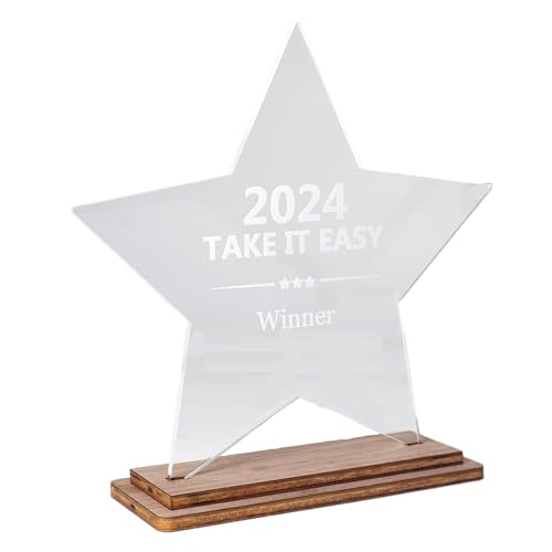 Pila Stone Award aus Acrylglas & Holz – personalisierbare Trophäe mit Gravur für Sport, Schule, Firma & Events – Pokal als Auszeichnung, Geschenk, Medaille (110 x 120)