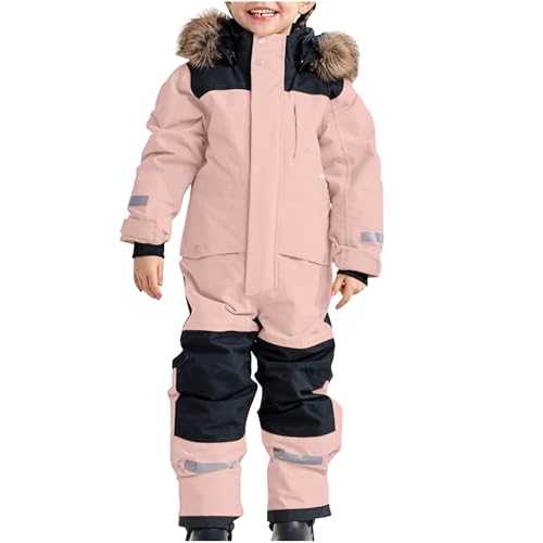 Schneeanzug Kinder Unisex Skianzug Verdickt Warm Skioverall Winter Warme Skianzüge mit Kapuze Schneeoverall Wasserdicht Winddicht Winteranzug Outdoor Thermo Schneeanzüge Mädchen Einteiliges