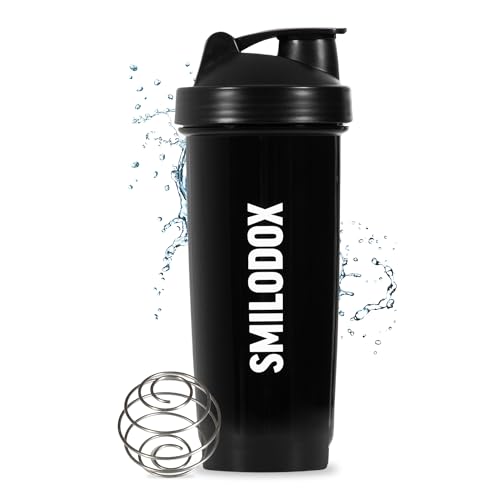 SMILODOX Protein Shaker 700 ml - BPA-freier Premium Eiweiß Shaker, lebenslange Haltbarkeit - mit Edelstahlkugel für cremige, klumpenfreie Shakes - Shaker für Proteinshakes